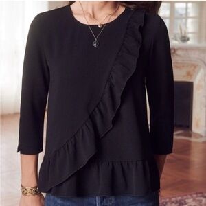 Sezane “Jerry” Blouse Black Asymmetric Ruffle Size
40 French or US Size 8